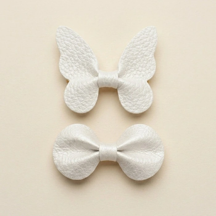 Kids Faux Leather Butterfly And Bow Hair Clip Set